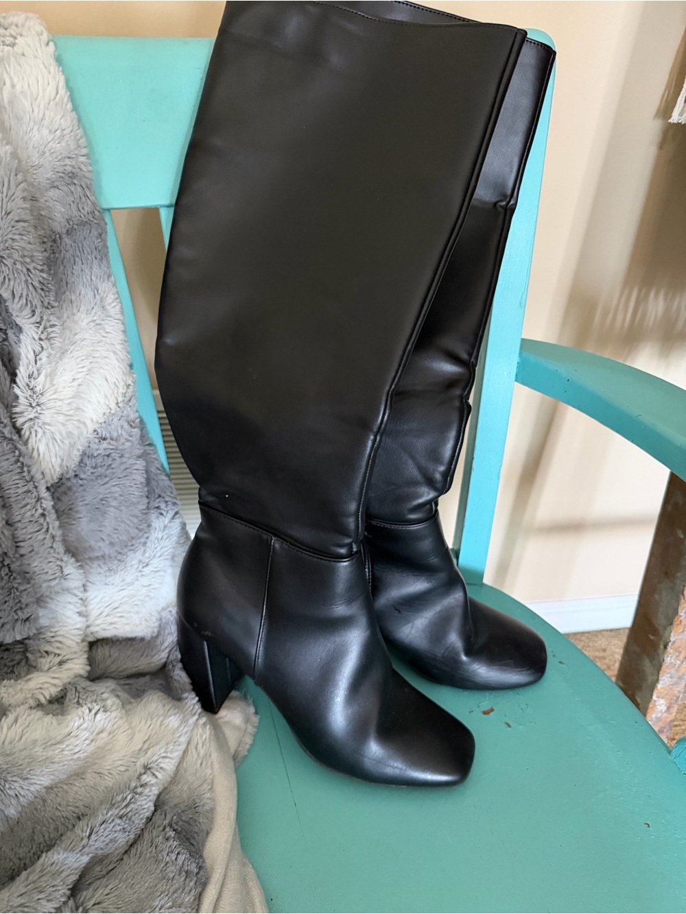 Kohl's Black Knee-High Block Heel Boots